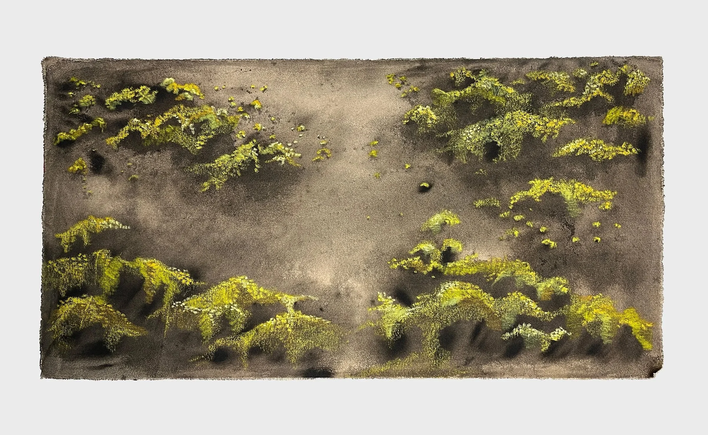 Moss III, oil pastel and ink on canvas, 45x81cm / 18x32in, 2026