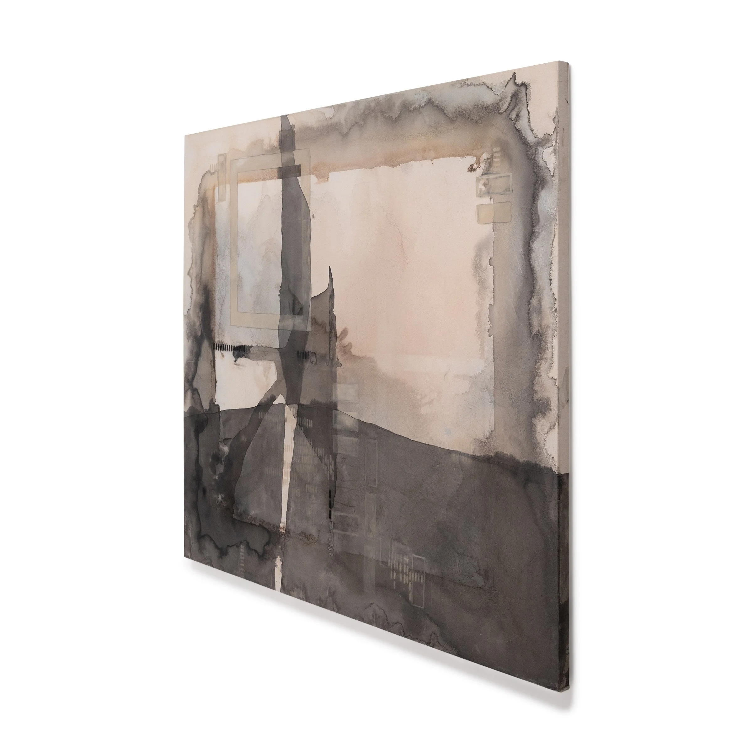 Vestigial Structures, ink, pigment, and charcoal on canvas, 162x198cm / 64x78in, 2025
