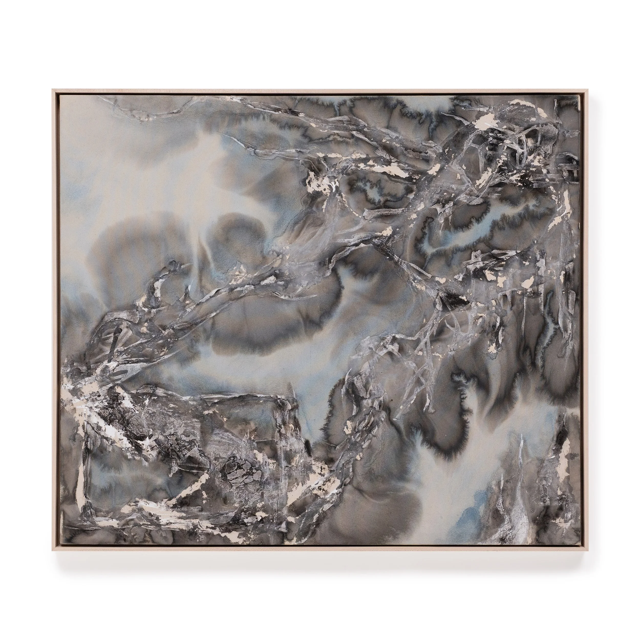 Winter Lake, ink and pigment on canvas, 98x114cm / 39x45in, 2025