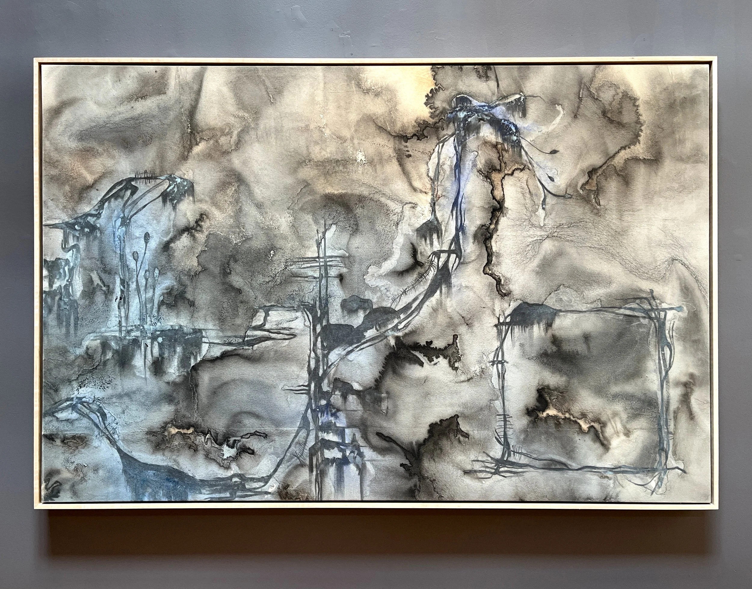 Winter Solstice, Ink, acrylic, and emulsion paint on canvas, 109x168cm / 43x66in, 2026