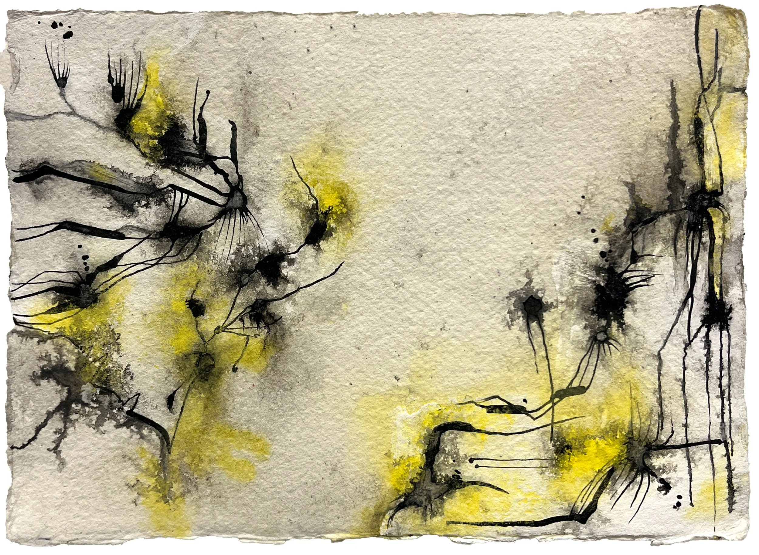 Yellow study V, ink and pigment on paper, 6x8in/14x21cm, $475