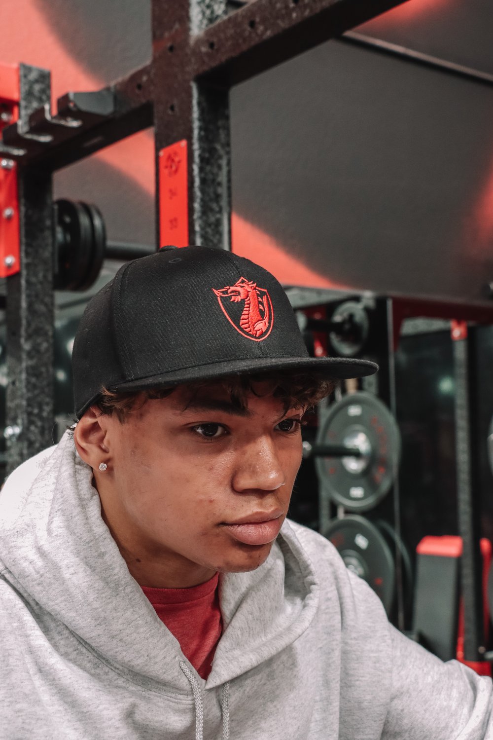 Black Fitted Flat Brim Hat – Red Crest — Dragon's Lair Gym in Las Vegas,  Nevada