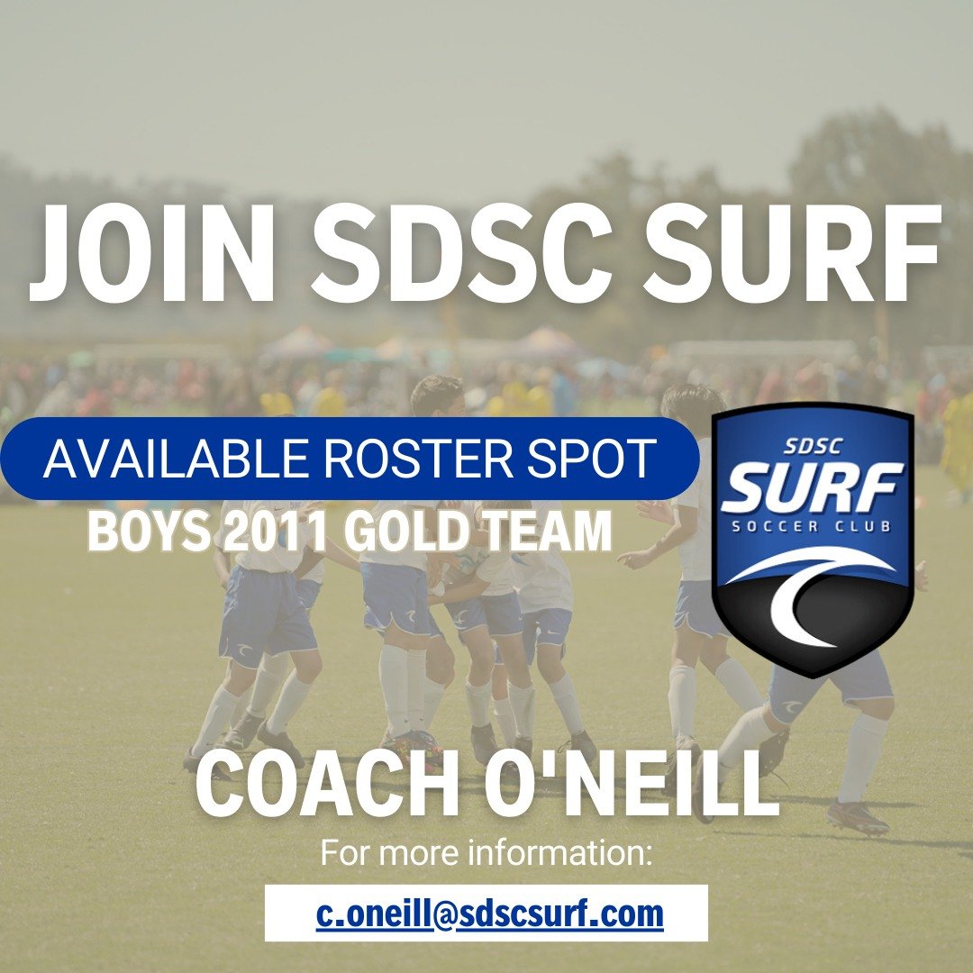 Our B2011 Gold &amp; Black Teams are looking for PLAYERS! ⚽

If you are interested in playing contact Coach O'Neill at c.oneill@sdscsurf.com to arrange a time to tryout!
.
.
.
#sdsctrained #sdscsurf #girlssoccer #soccerislife #soccertime #sandiegosoc