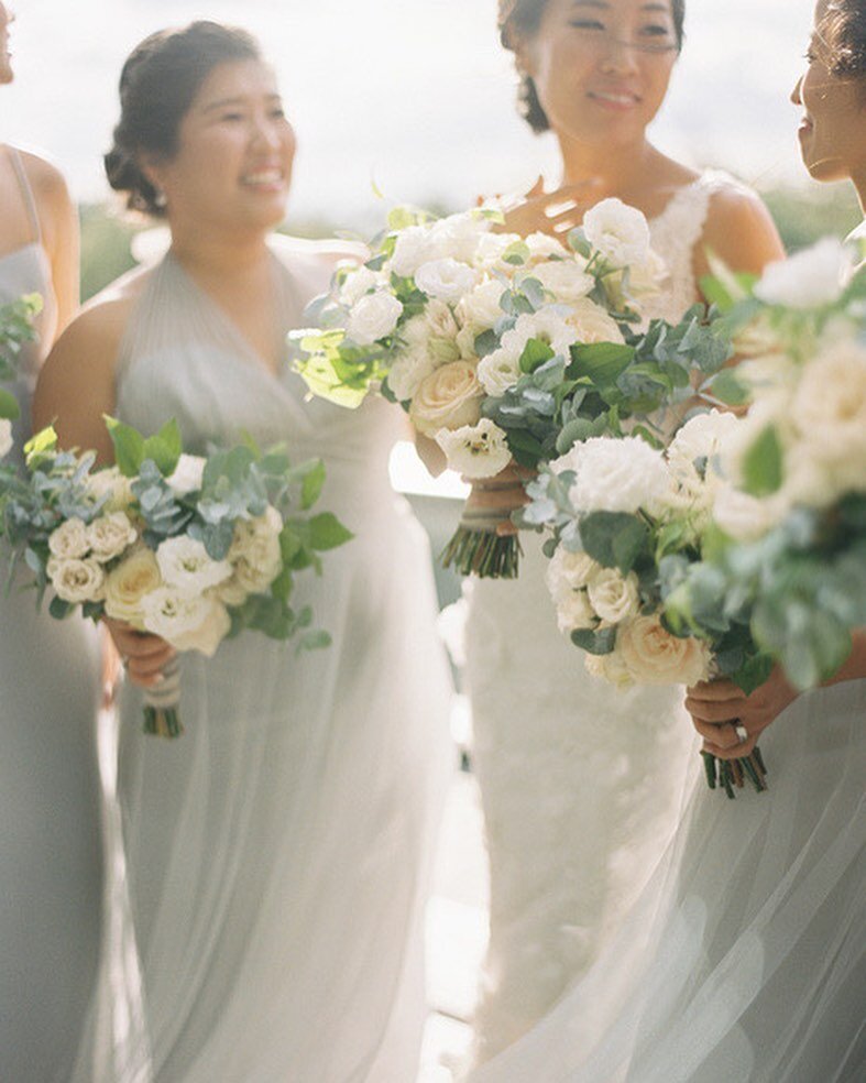 Mary&rsquo;s maids in the softest shades of green on a stunning #newyorkcitywedding day.