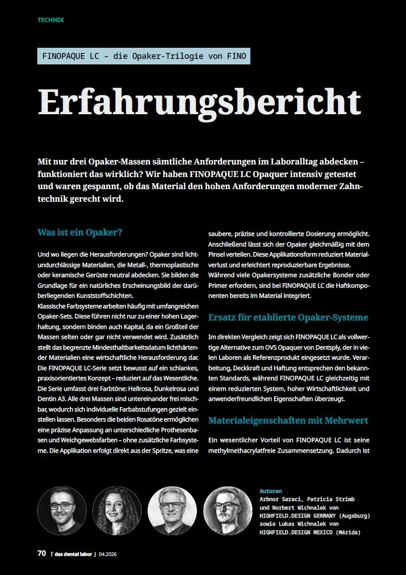 das dental labor 4-2026 - Finopaque LC - die Opaker-Trilogie von FINO