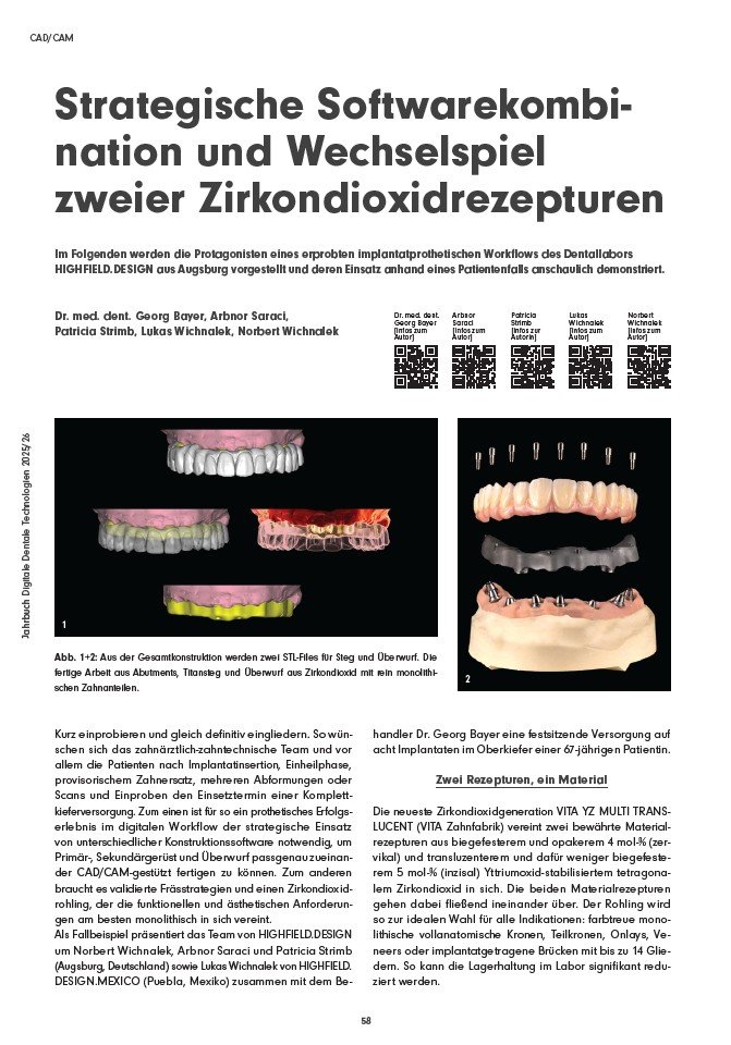 DDT Jahrbuch 2025/2026 - Strategische Softwarekombinatin und Wechselspiel zweier Zirkondioxidrezepturen