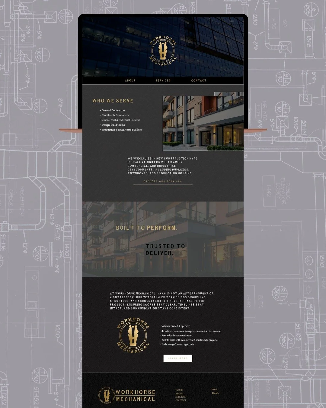 A strong brand deserves a strong digital presence&mdash;and that&rsquo;s exactly what was created for Workhorse Mechanical.

The process began by refining and polishing their logo to ensure it felt clean, professional, and aligned with the level of w