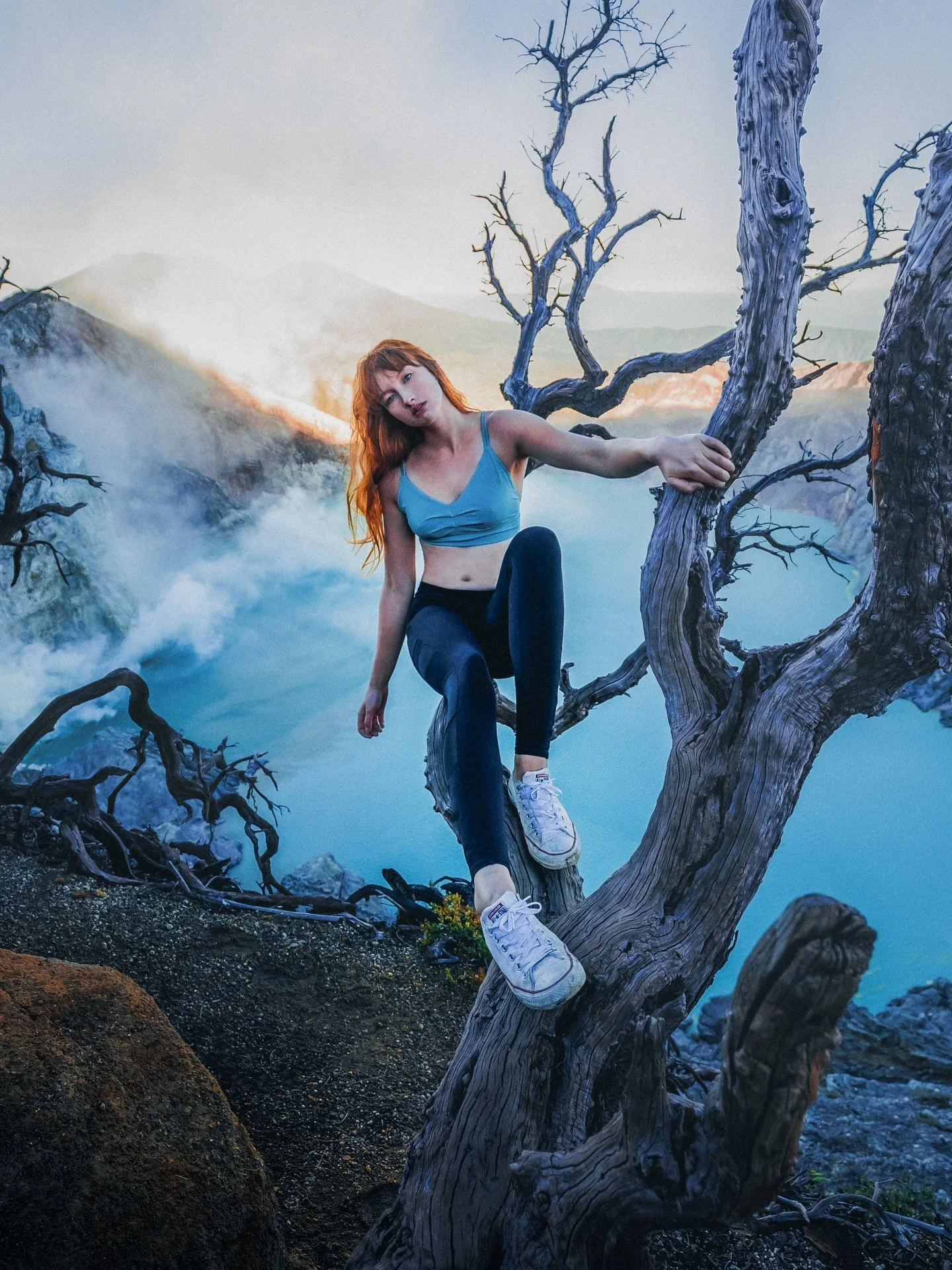 From fire and ash 🌋

There&rsquo;s nothing quite like starting your day hiking up an active volcano in the middle of the night and catching sunrise at crater above the toxic lake at the top ☠️

Yes, the gas masks are real, both for emergencies since