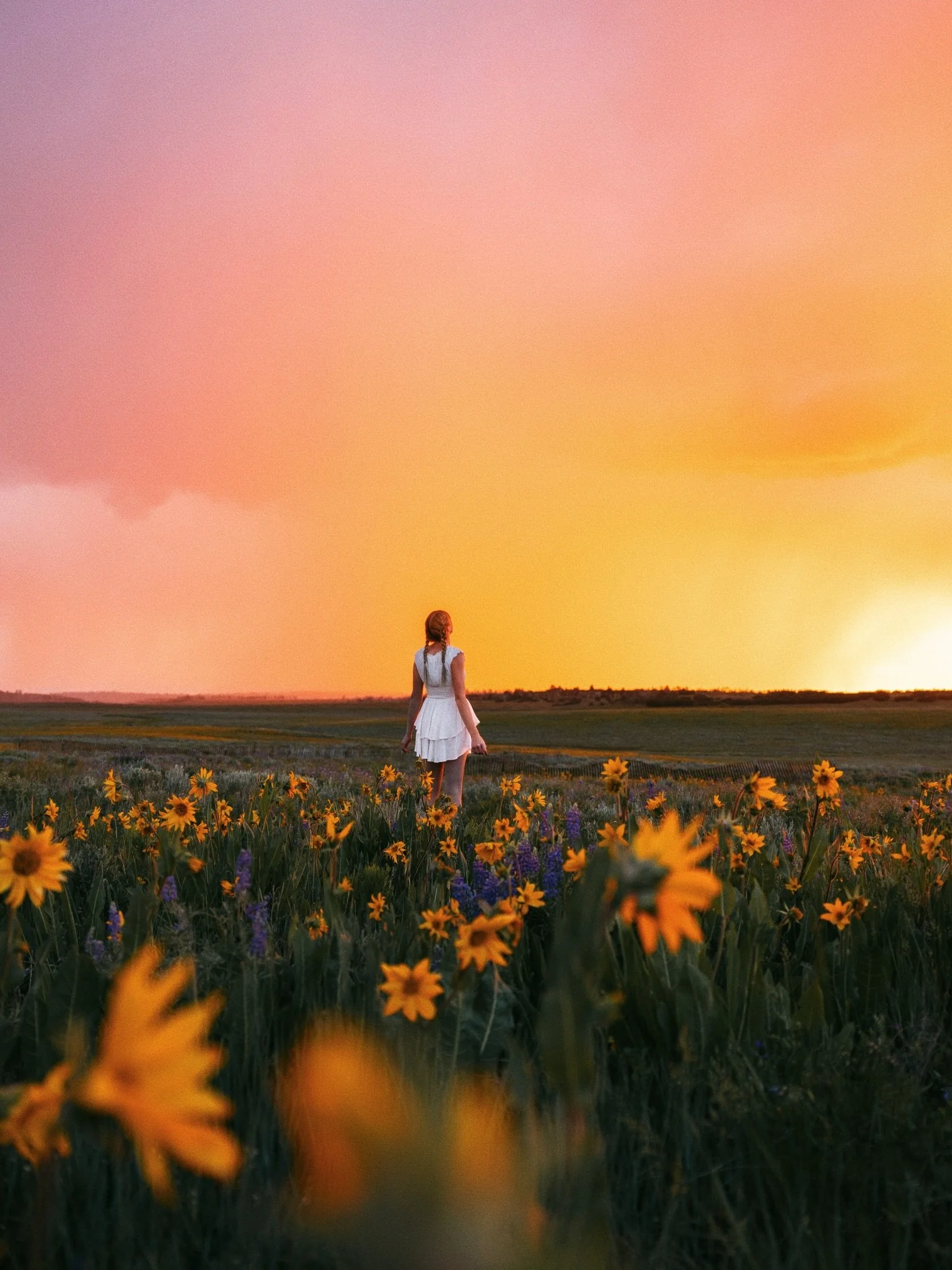 Flower fields forever.

To this day, I think this particular sunset was the wildest one I&rsquo;ve ever seen in my entire life. It was so beautiful we were all completely giddy, just running around like crazy and laughing.

One of those times where I
