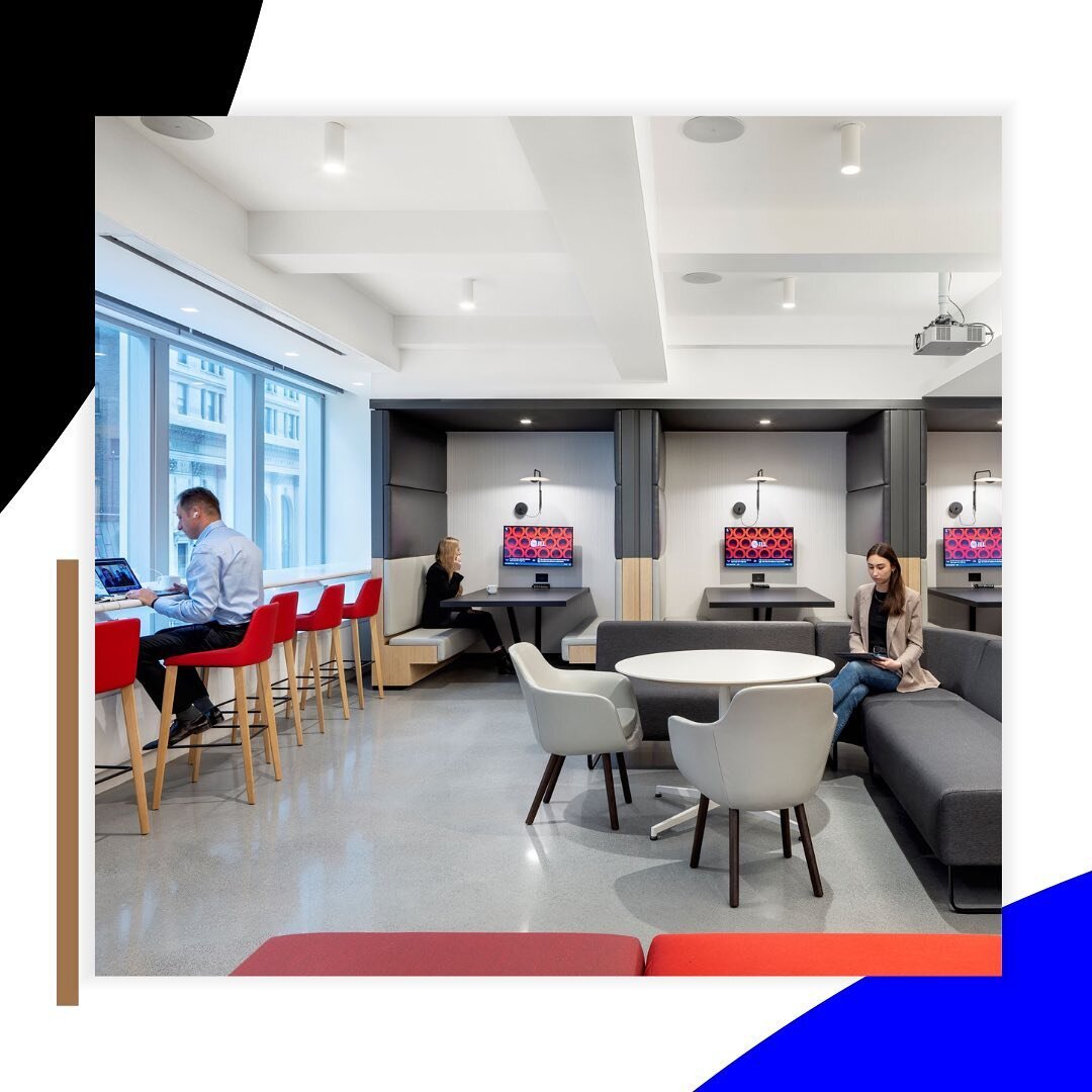 Maximizing the use of real estate and increasing employee engagement, JLL&rsquo;s caf&eacute; is enhanced with areas to work, meet, and unwind. 

Sofa &ndash; Haworth
Tales &ndash; Haworth
Upholstered Chairs &ndash; Geiger
Stools &ndash; Andreu World