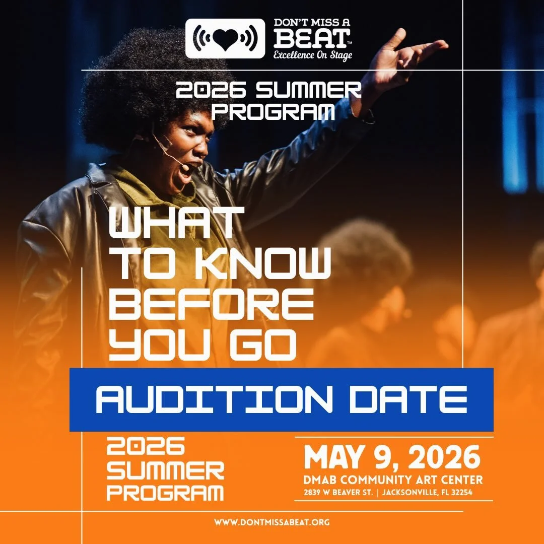 2026 SUMMER PROGRAM ANNOUNCEMENT 📣📣

Our 2026 Summer Program auditions are coming up soon on Saturday, May 9th, from 10:00 a.m. - 2:00 p.m. at the Don&rsquo;t Miss A Beat Community Art Center.

Make sure to swipe ➡️➡️ to view all the details on how