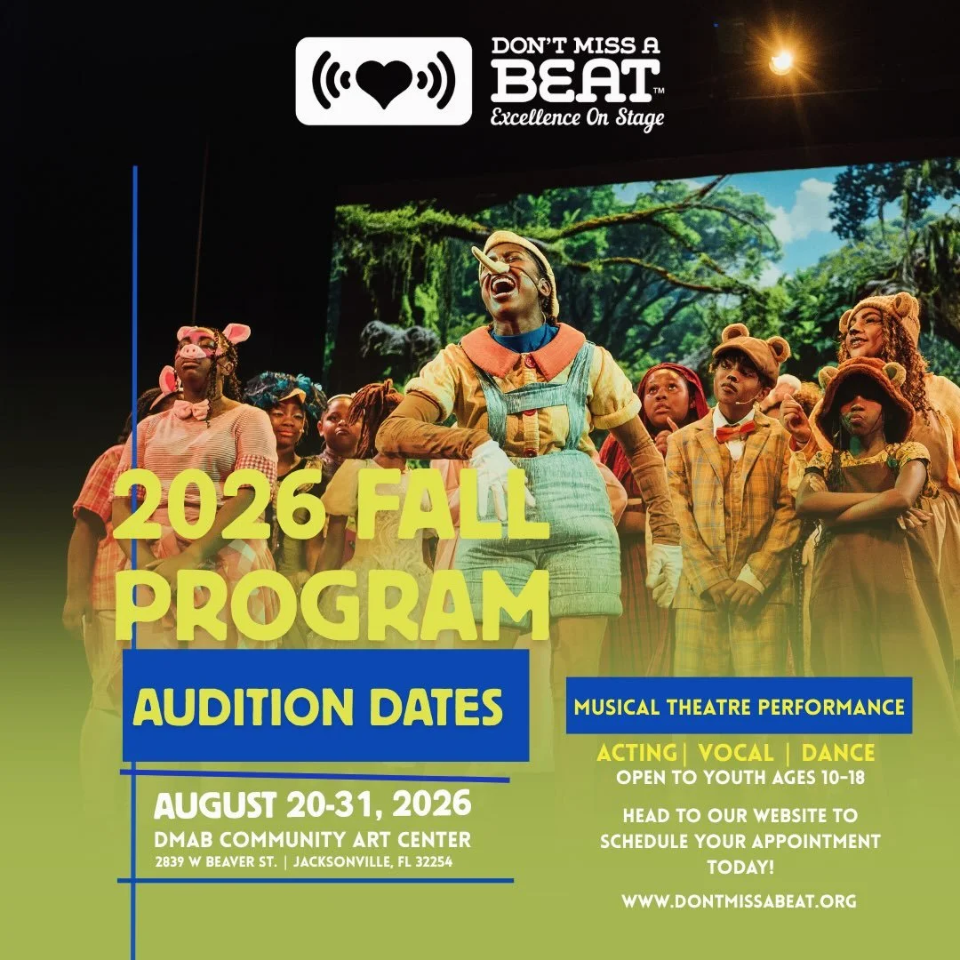 DMAB Fall Program Session Auditions

Now is your chance to audition for our Fall Program Session.

Auditions and registration will begin this week, August 20th and will conclude on August 31st. Please note that auditions are by appointment only, betw