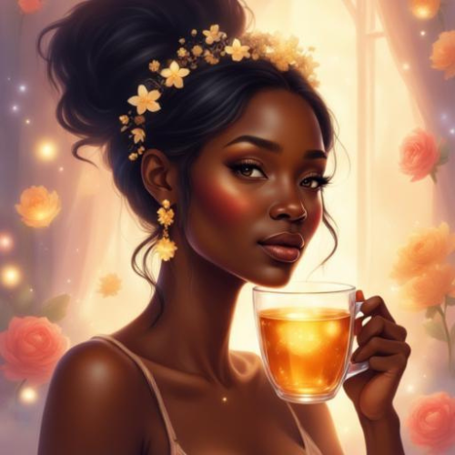 Honey, lemon, ginger tea. Black woman