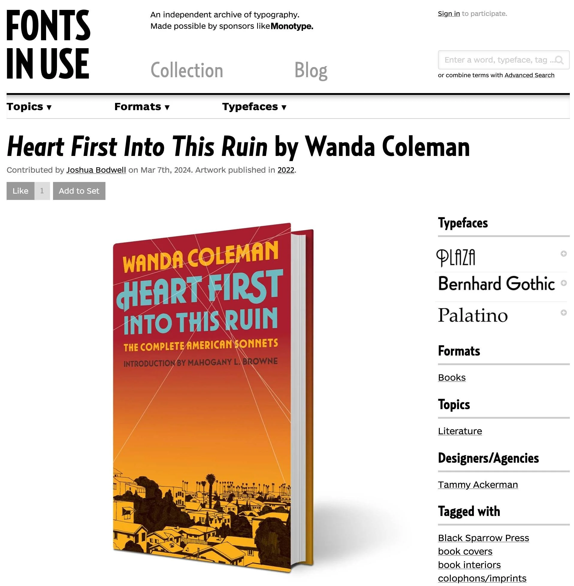 I loved working on this cover design and interior for this book of Wanda Coleman's American Sonnets with editor-extraordinaire Joshua Bodwell.

#blacksparrowpress #blacksparrow #joshuabodwell #fontsinuse #retro #wandacoleman #bookdesigner