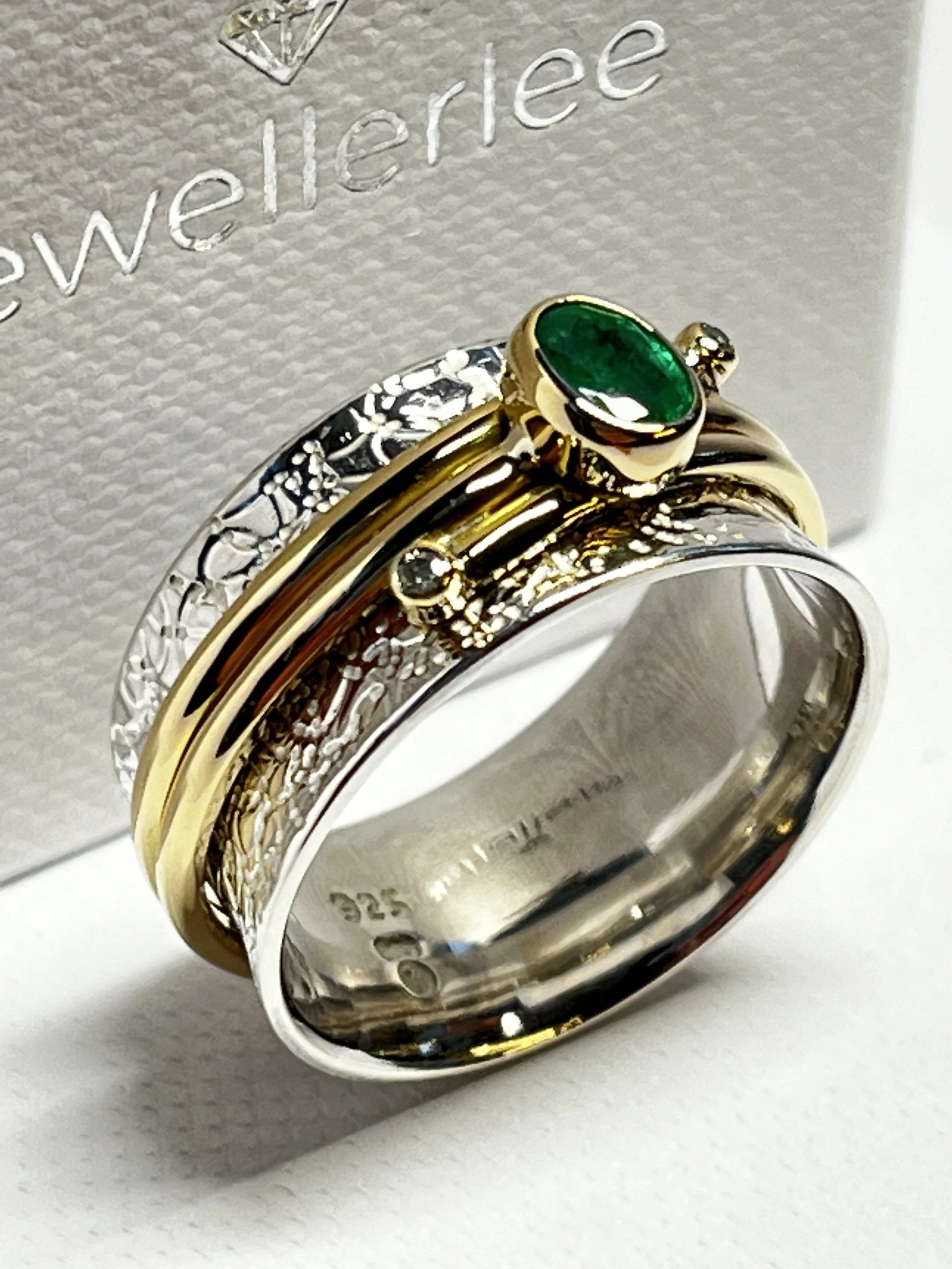 Emerald Diamond Spinner Ring