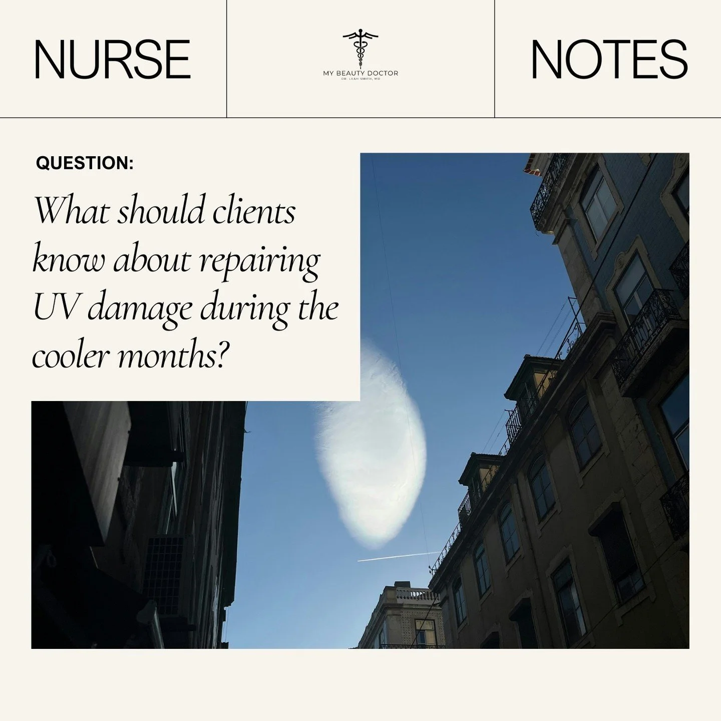 Winter may mean less sun, but UV damage doesn&rsquo;t take a vacation! ☀️❄️ Our expert nurses are here to share what you really need to know about repairing sun damage during the colder months. From incorporating restorative treatments to must-have p