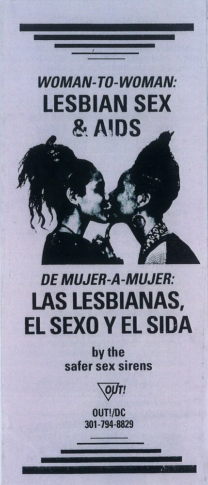 Safer Sex Sirens, OUT!/DC. Pamphlet. “Woman-to Woman,” c.early 1990s. ONE Archives at the USC Libraries.