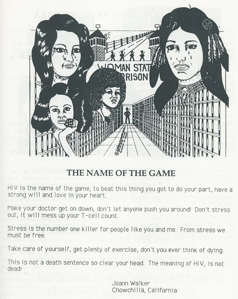 Joann Walker, Coalition to Support Women Prisoners at Chowchilla. Flyer. "The Name of the Game," early 1990s. Judy Greenspan Papers, The LGBT Community Center National History Archive.