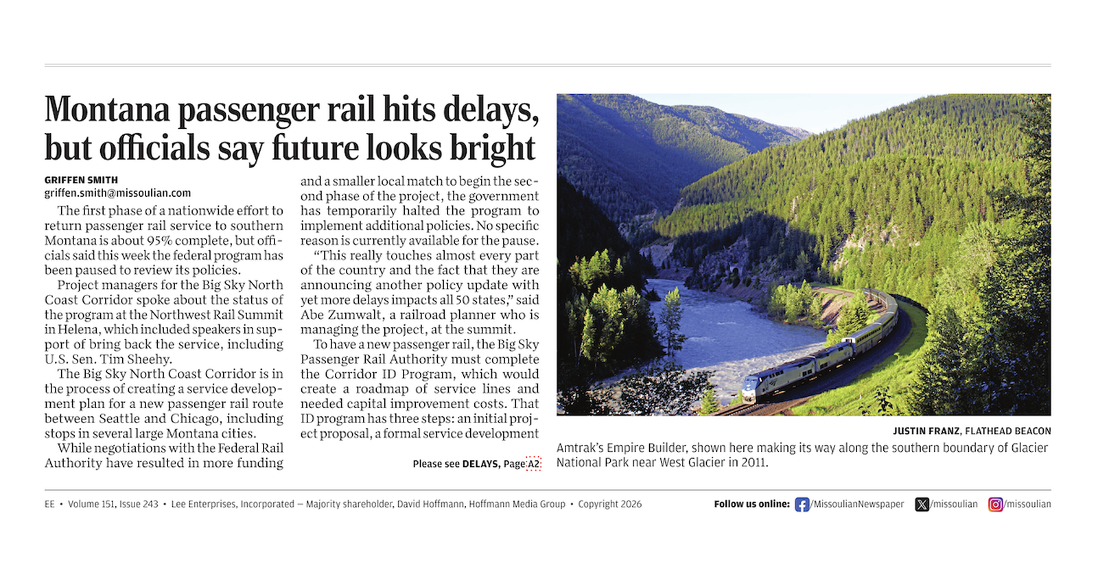 Montana passenger rail hits delays, but officials say future looks bright