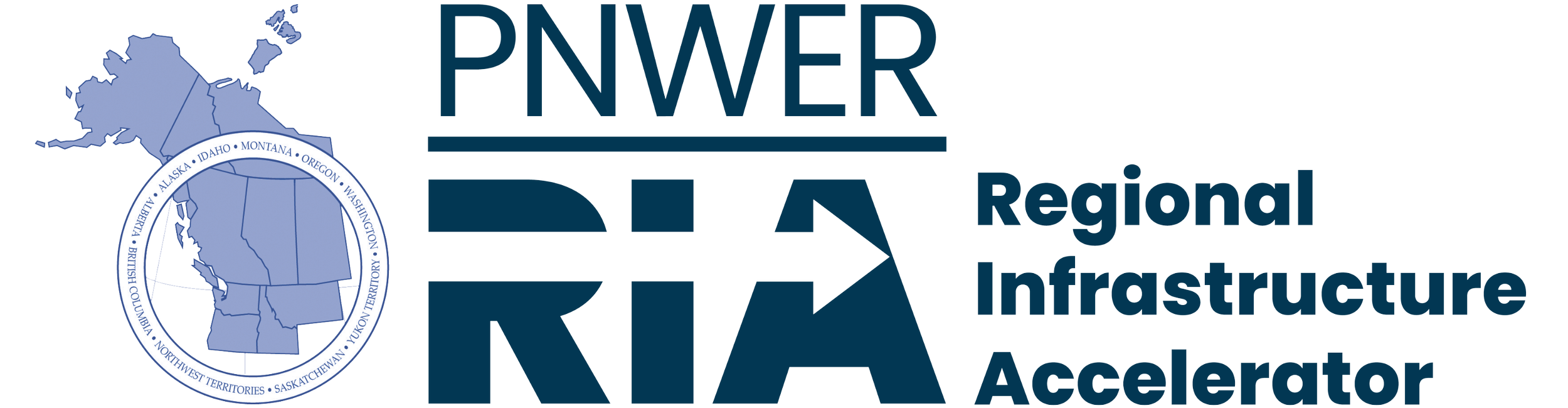 PNWER Regional Infrastructure Accelerator logo with map of the Pacific Northwest and bold blue RIA lettering