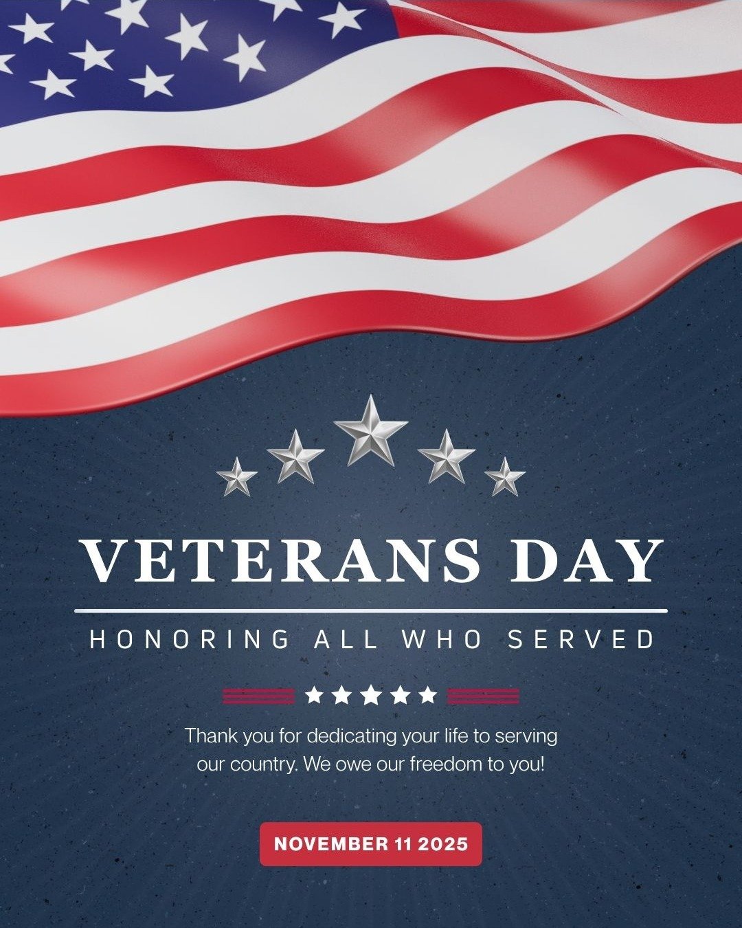 Honoring the brave. Remembering the selfless!! Thank you, Veterans &mdash; today and every day. ❤️🤍💙

&ldquo;Greater love has no one than this: to lay down one&rsquo;s life for one&rsquo;s friends.&rdquo; &mdash; John 15:13