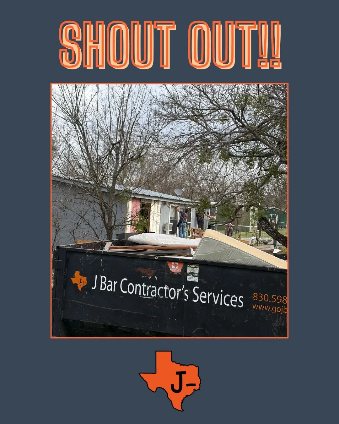 cornerstone_restoration_atx 🧡Grateful. THANK YOU. 

*** corrected post... apologies ***

Huge shoutout to @jbarenterprises  for providing a much needed and much appreciated roll-off dumpster for property clean-up work done at one of our neighbors in