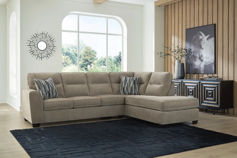 Tan fabric two-piece sectional