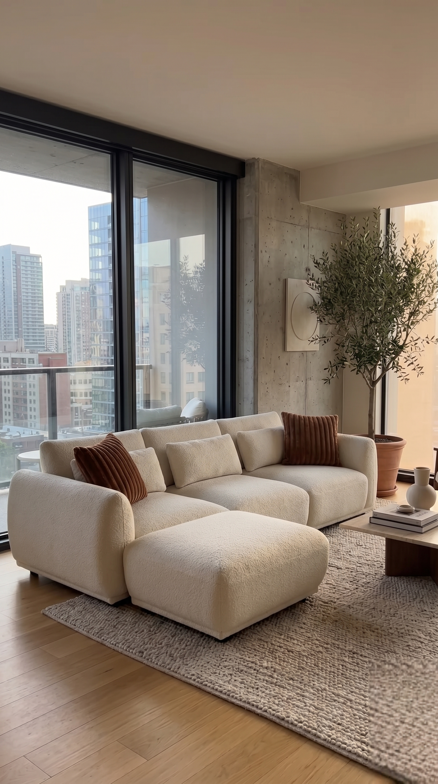 modern sectional inside of a scottsdale highrise apartment