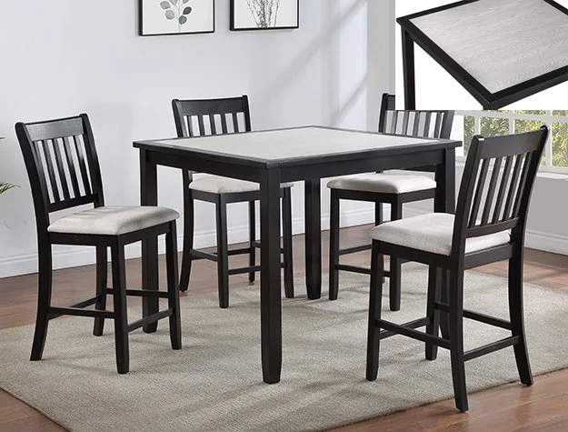 Black and Light-Gray Counter Height Dinette Set