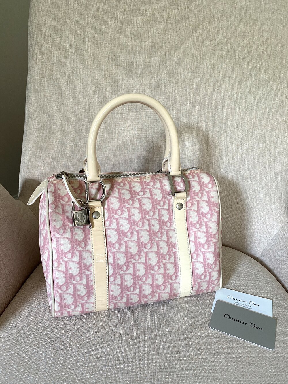 Sold at Auction: CHRISTIAN DIOR Brown Beige Trotter Boston Bag Size 40