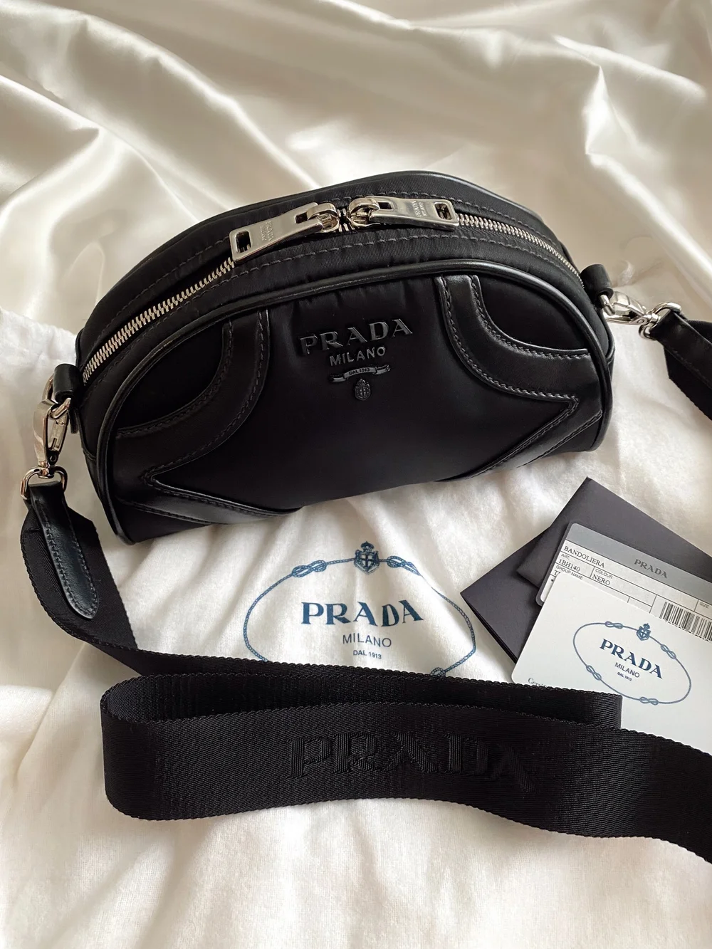 Shop Prada Mini Bandoliera Leather Crossbody Bag