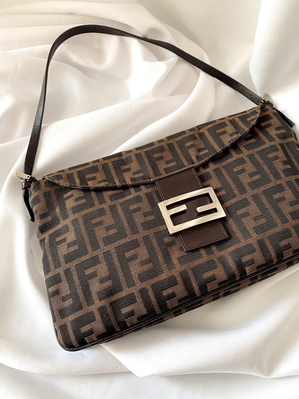 Authentic Fendi Vintage Zucca Small Baguette Bag – MaisonFab