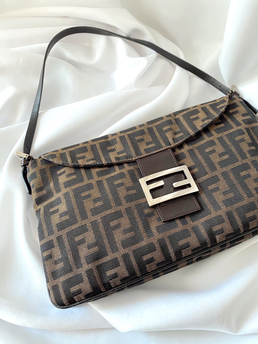 FENDI-Zucca-Print-PVC-Leather-Pouch-Hand-Bag-Brown-8BR592 – dct