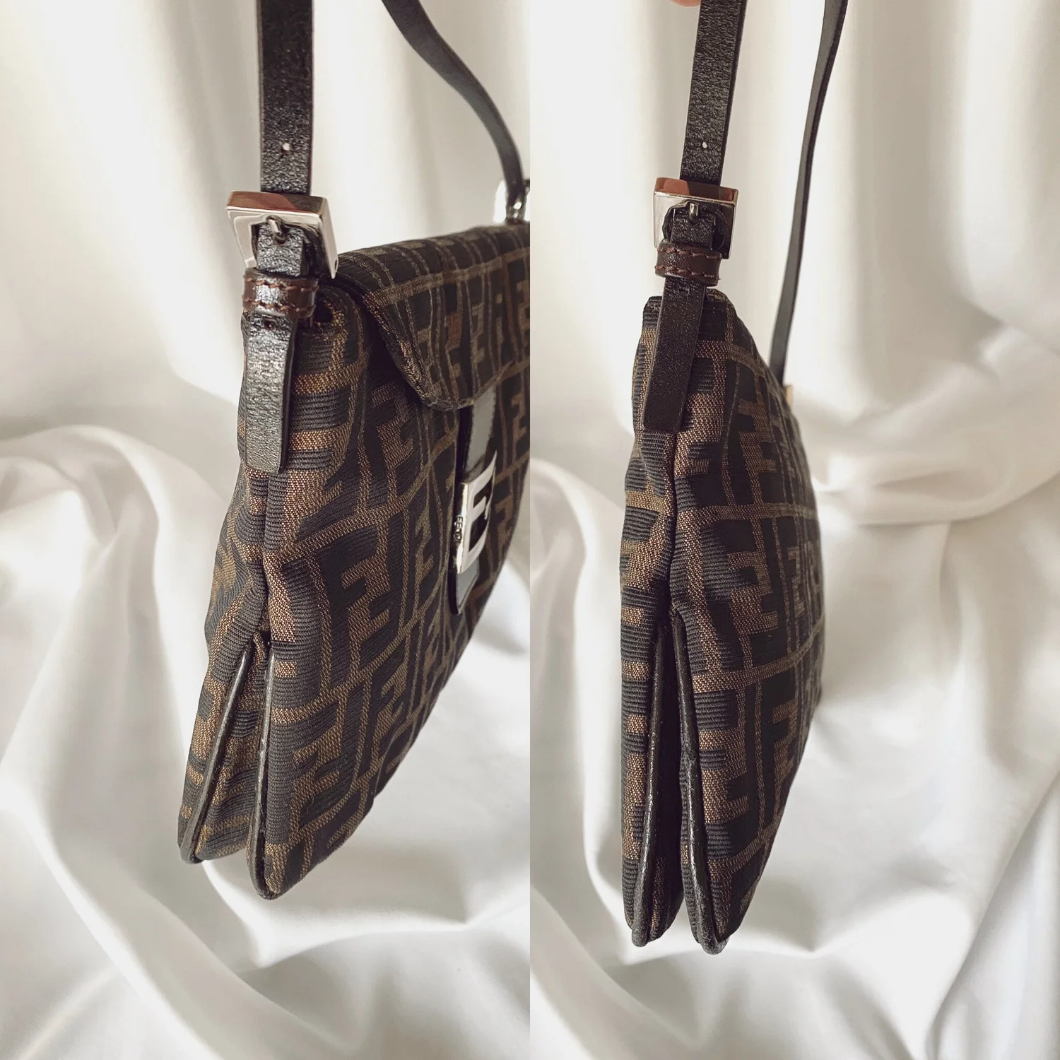 Fendi Zucca Double Flap Baguette Vic s Vintage