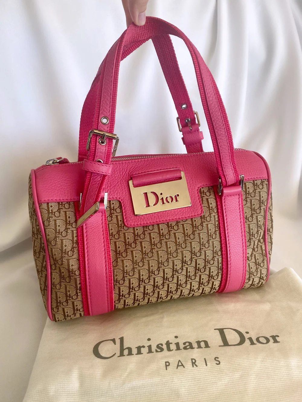 Dior, Bags, Christian Dior Pink Trotter Boston Bag