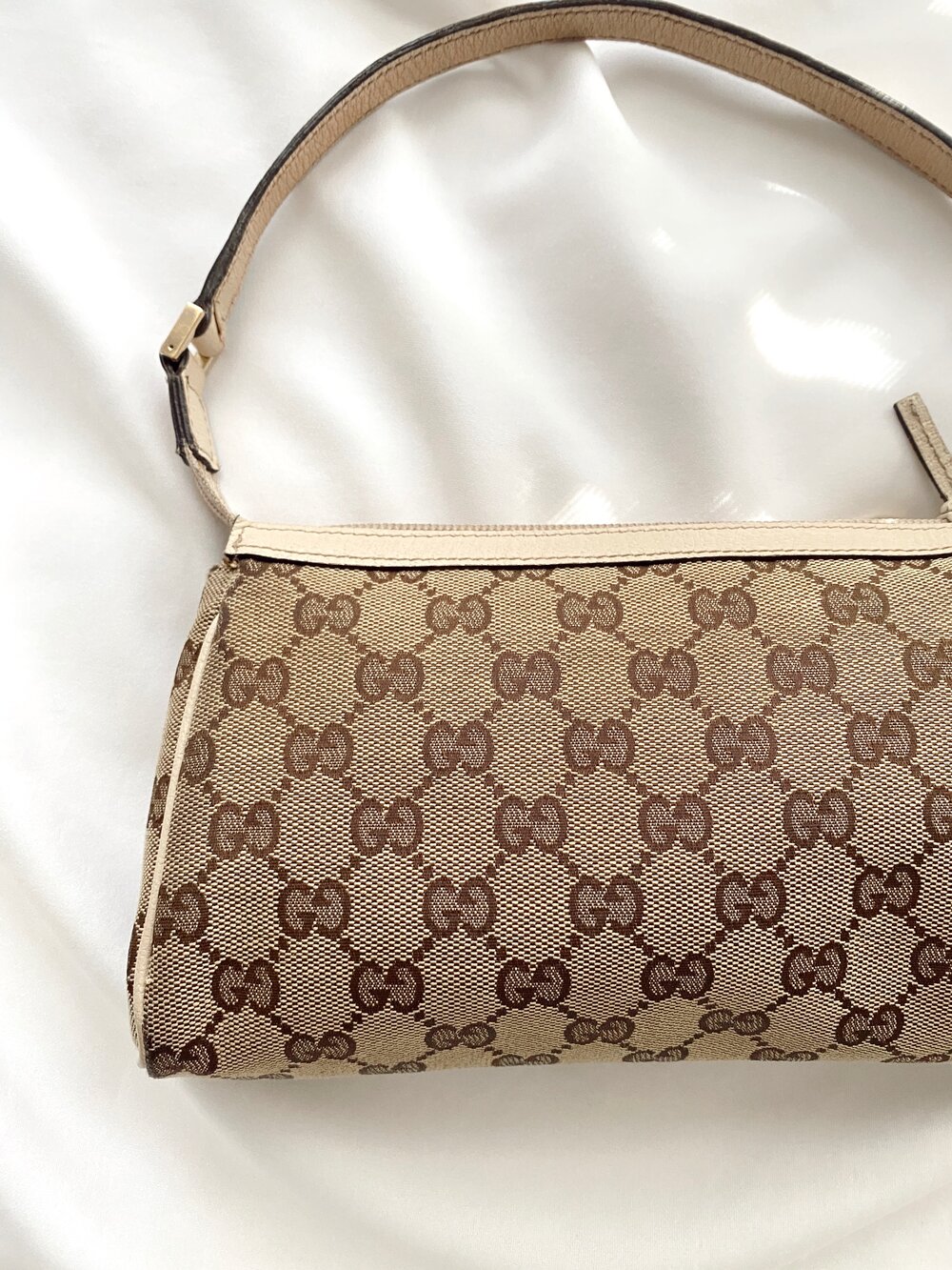 Gucci Monogram Pochette Shoulder Bag Brown in Canvas/Leather with  Silver-tone - US