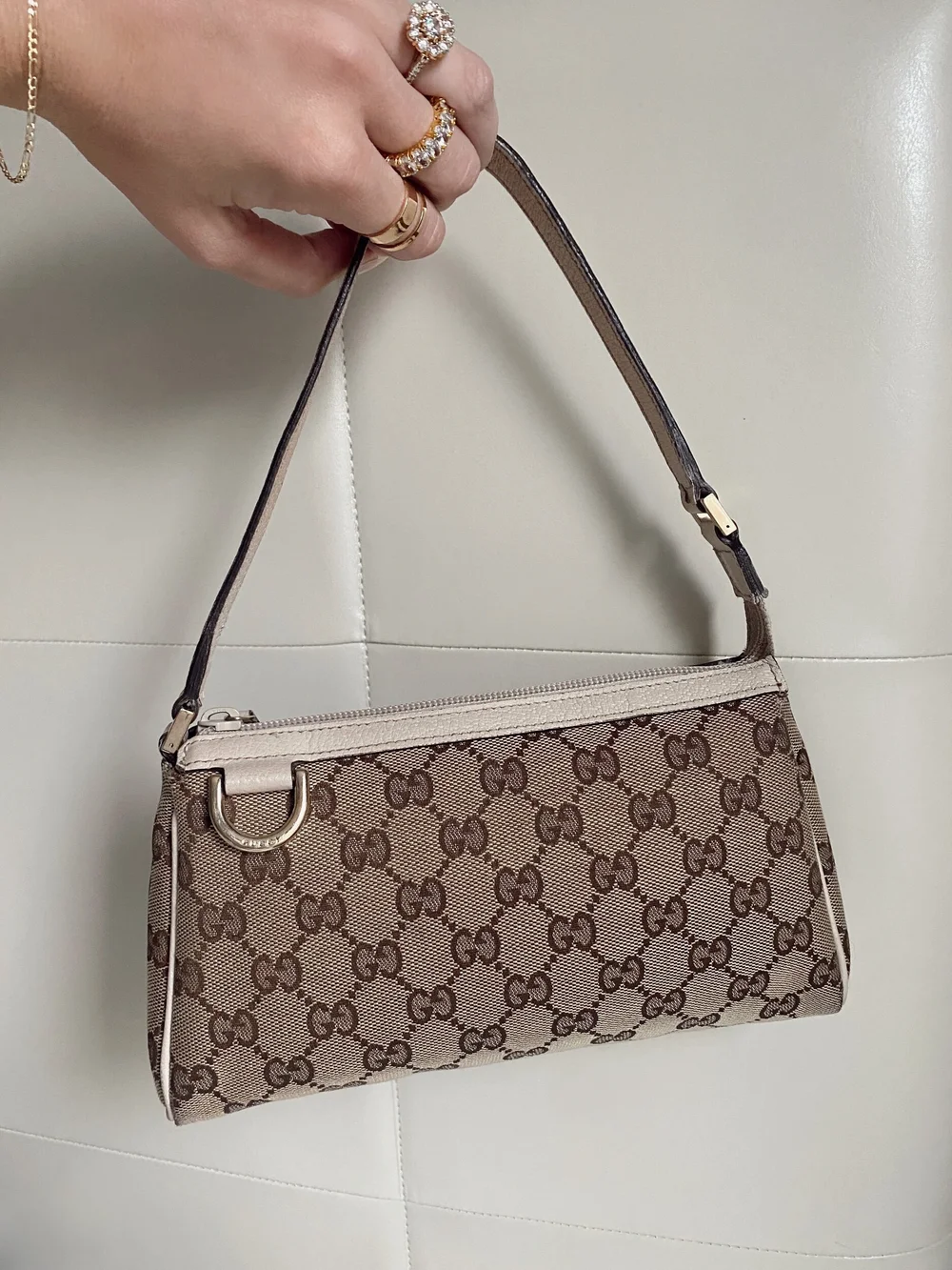 Gucci Bag Brown Gucci Monogram Abbey D-ring Pochette Gold 