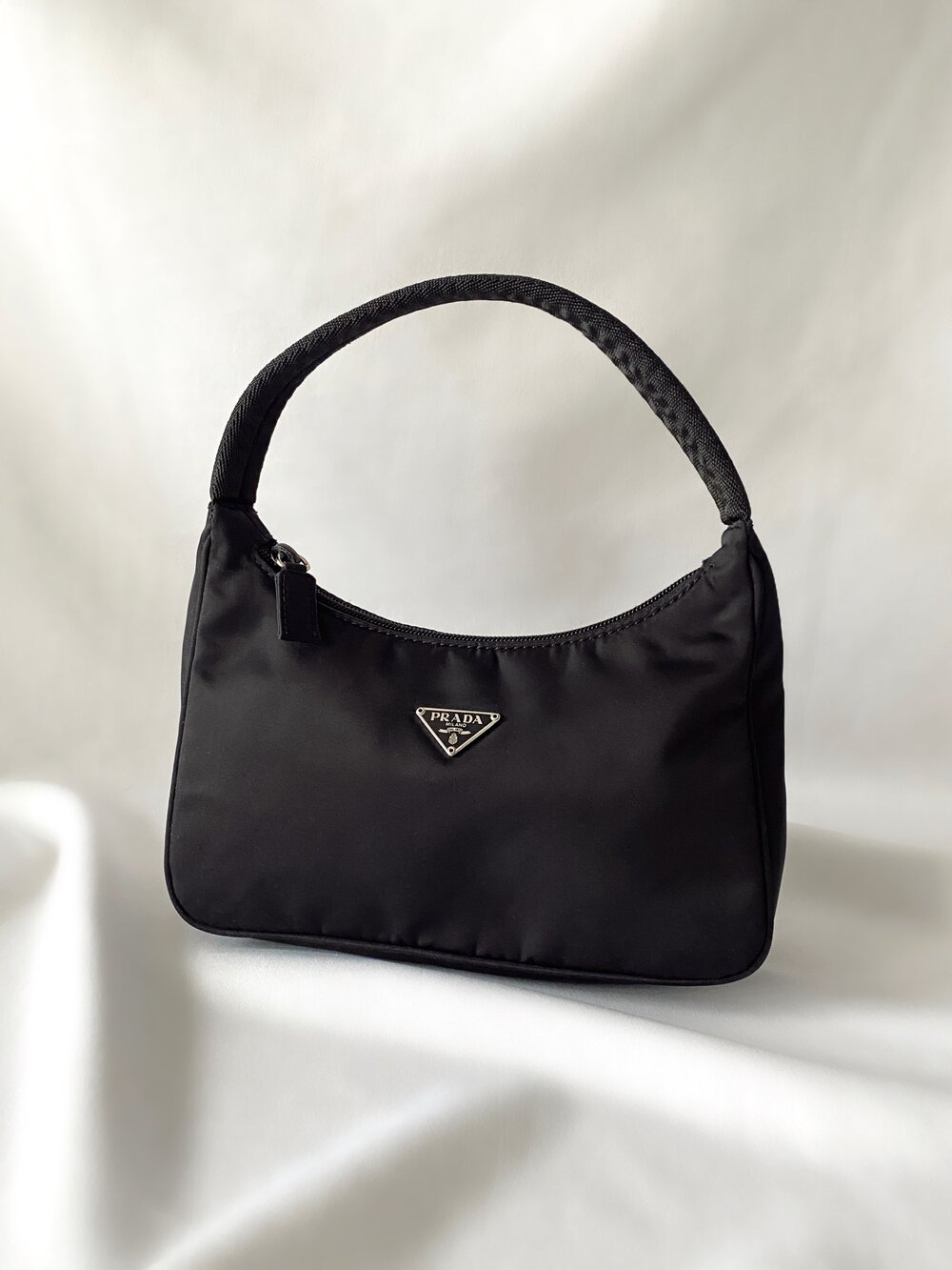 Vintage PRADA Tessuto Mini-hobo Bag in Leather Handle Made in 