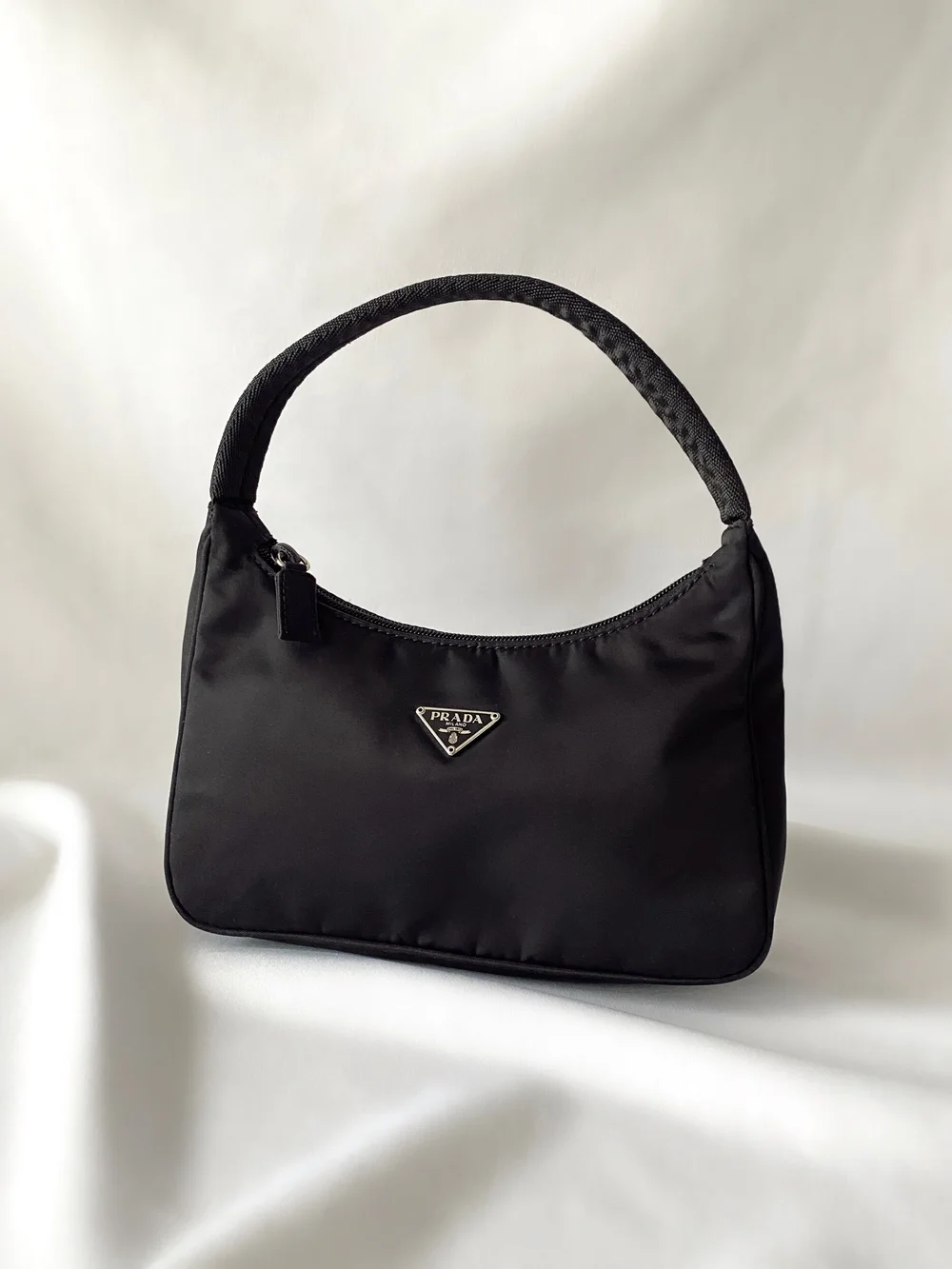 Prada Mini Hobo Black Nylon Shoulder Bag