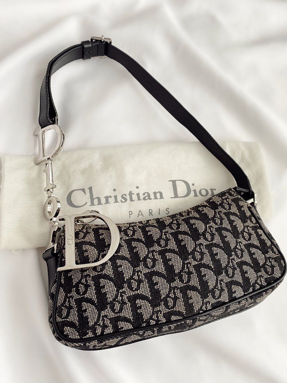Dior Black Leather D Charms Pochette Dior | The Luxury Closet