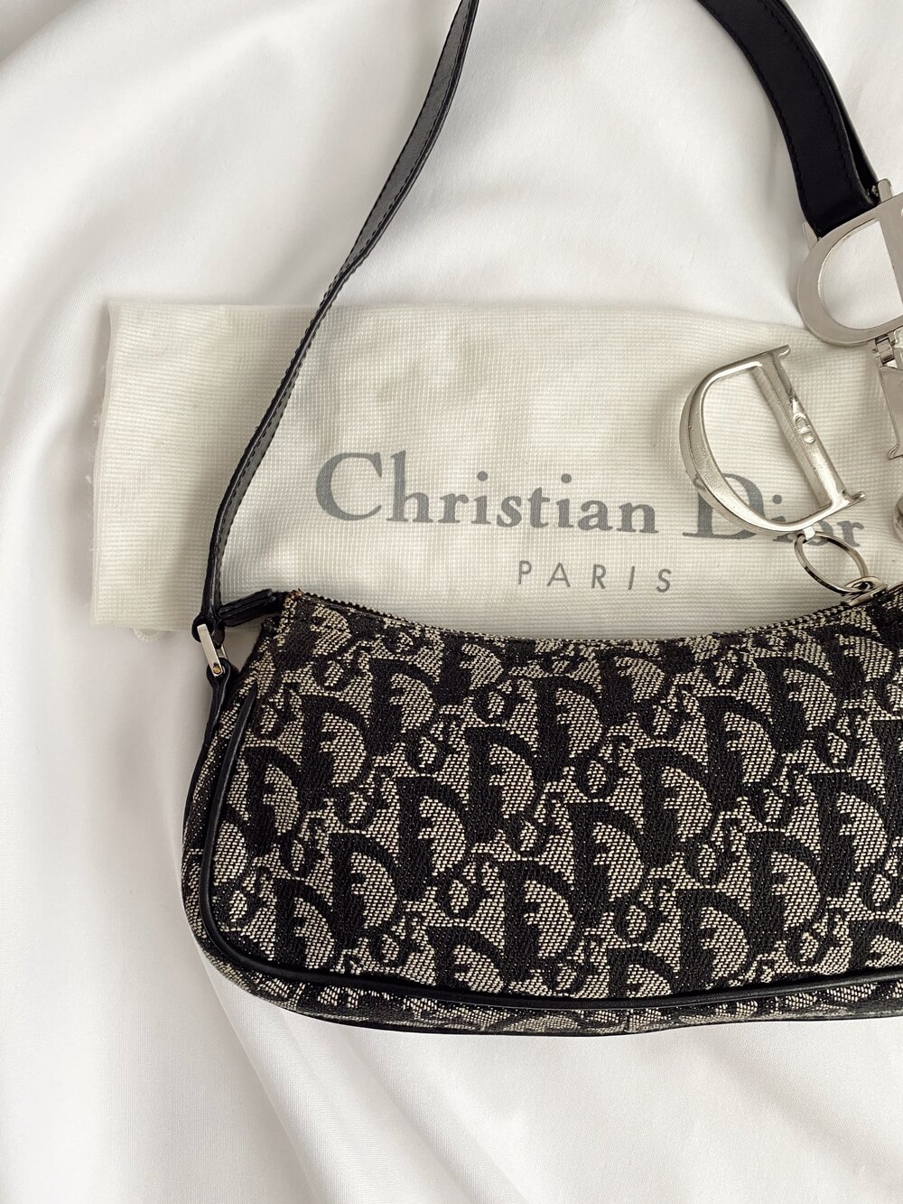Authentic CHRISTIAN DIOR Oblique Trotter Pochette Shoulder Bag