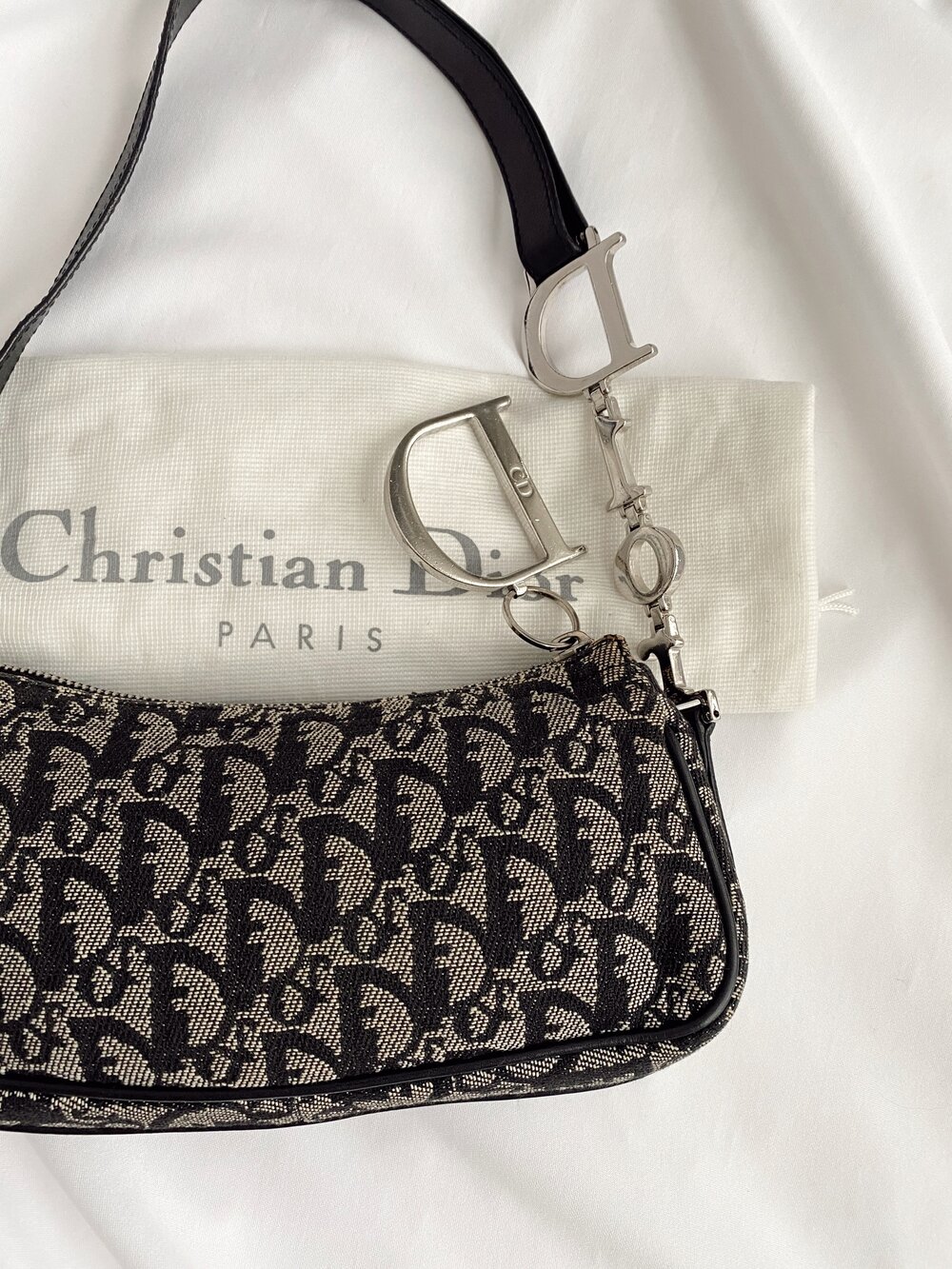 CHRISTIAN DIOR Vintage Trotter Pochette Shoulder Bag Diorissimo Canvas  Small