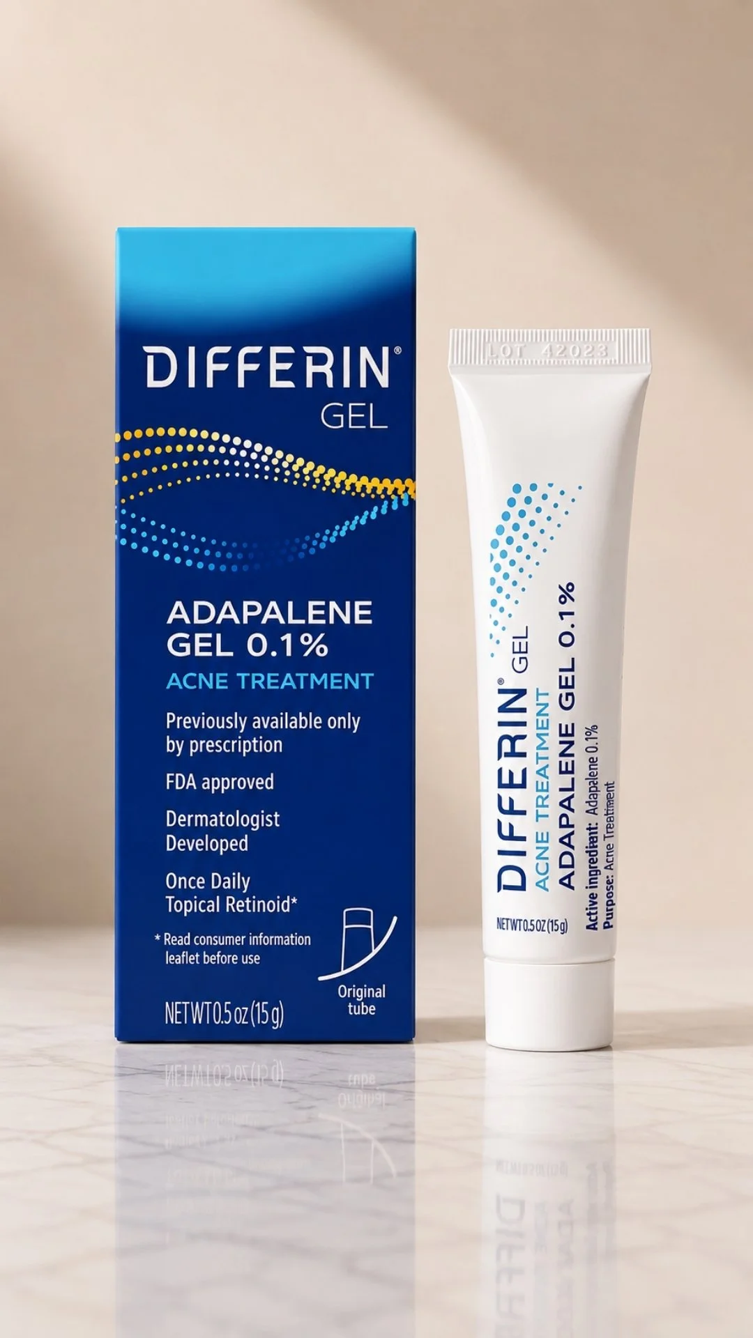 Differin Gel 0.1% adapalene topical retinoid acne treatment, 15g