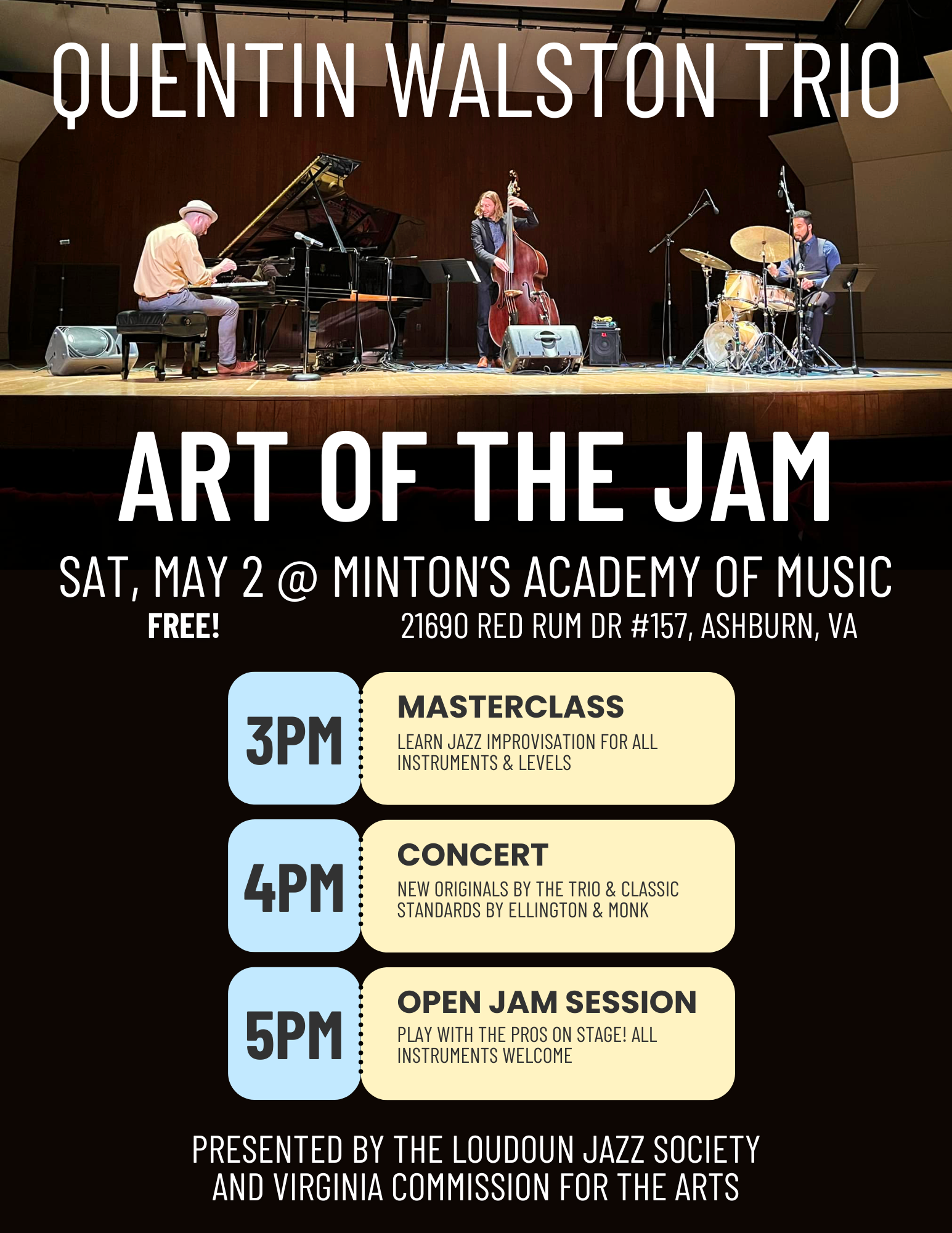 Art of the Jam Masterclass w/Quentin Walston Trio