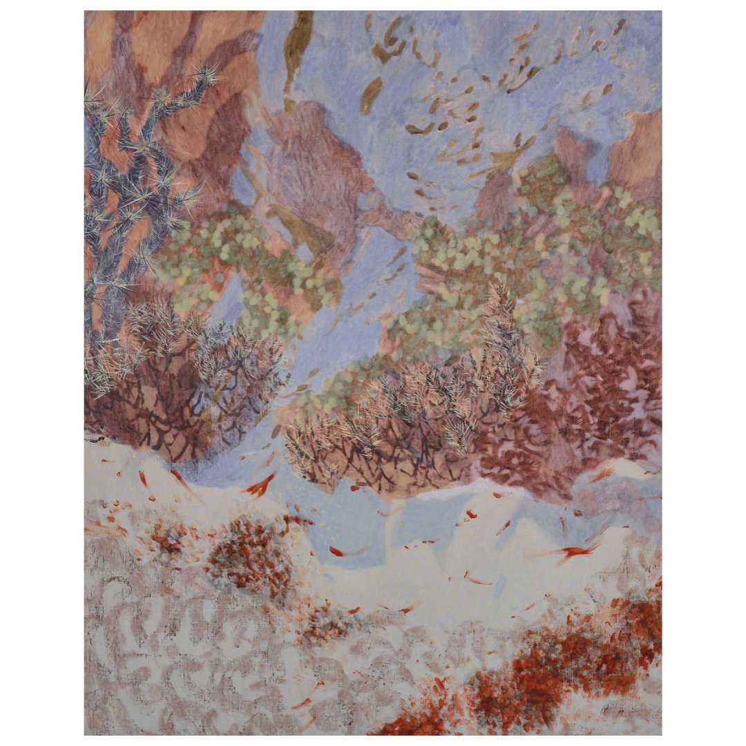 Amy Wright — Sea Anemones And Cholla Befriended (2026) — Charcoal, Conté, Pastel and Acrylic on Canvas — 150 cm x 120 cm
