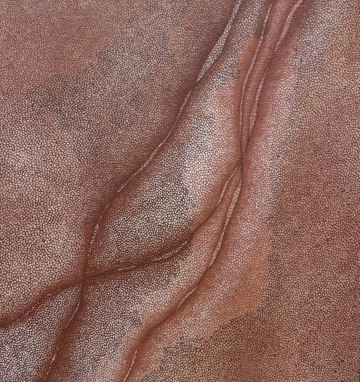 Hannah Lange — Ochre Coastline (2026) — Acrylic on Cotton Canvas — 96.5 cm x 90 cm