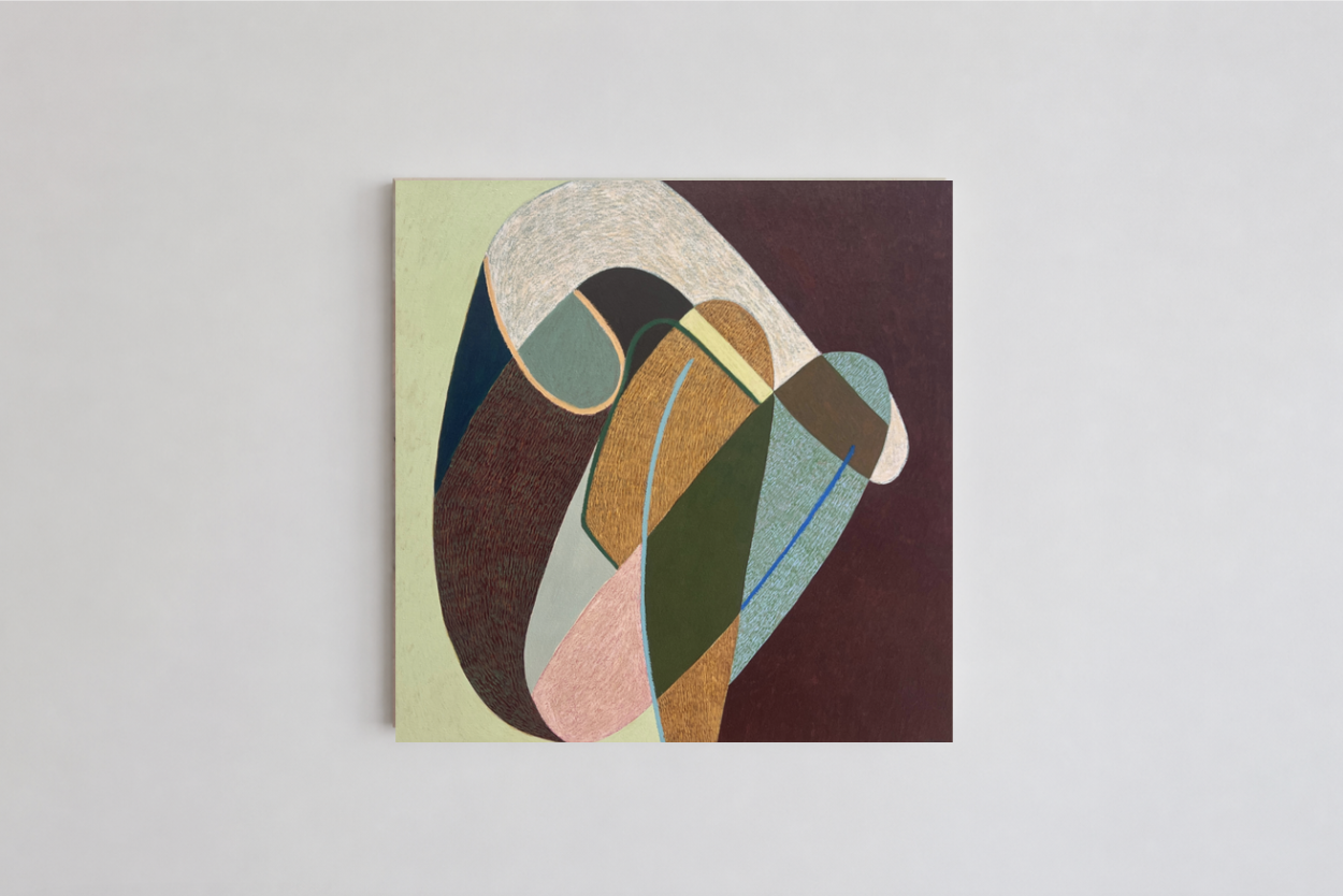Clare Dubina — Shoreline Treasure (2025) — Acrylic, Ink and Oil Pastel on Canvas —  60 cm x 60 cm