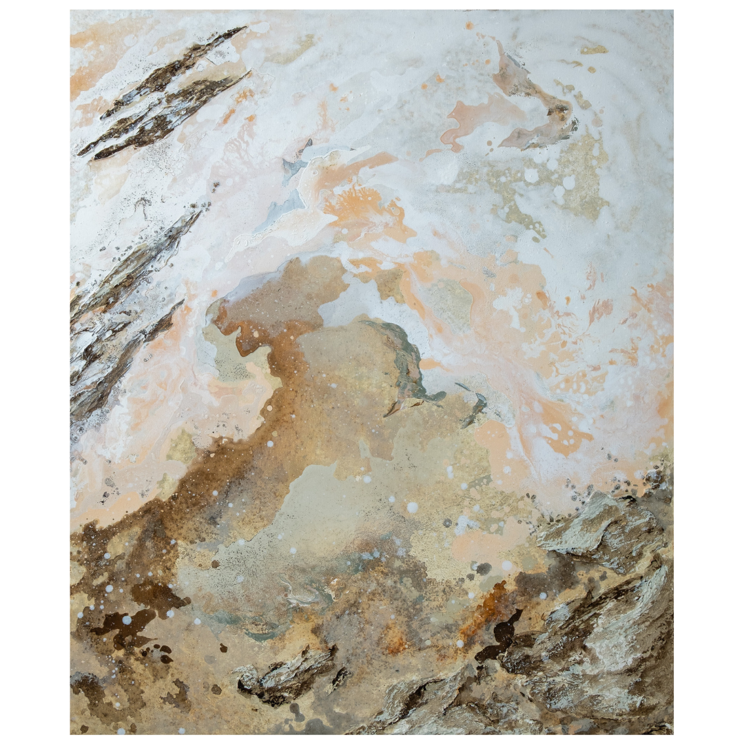 Denise Quah — Where It Settles II (2026) — Mixed Media on Canvas — 120 cm x 100 cm