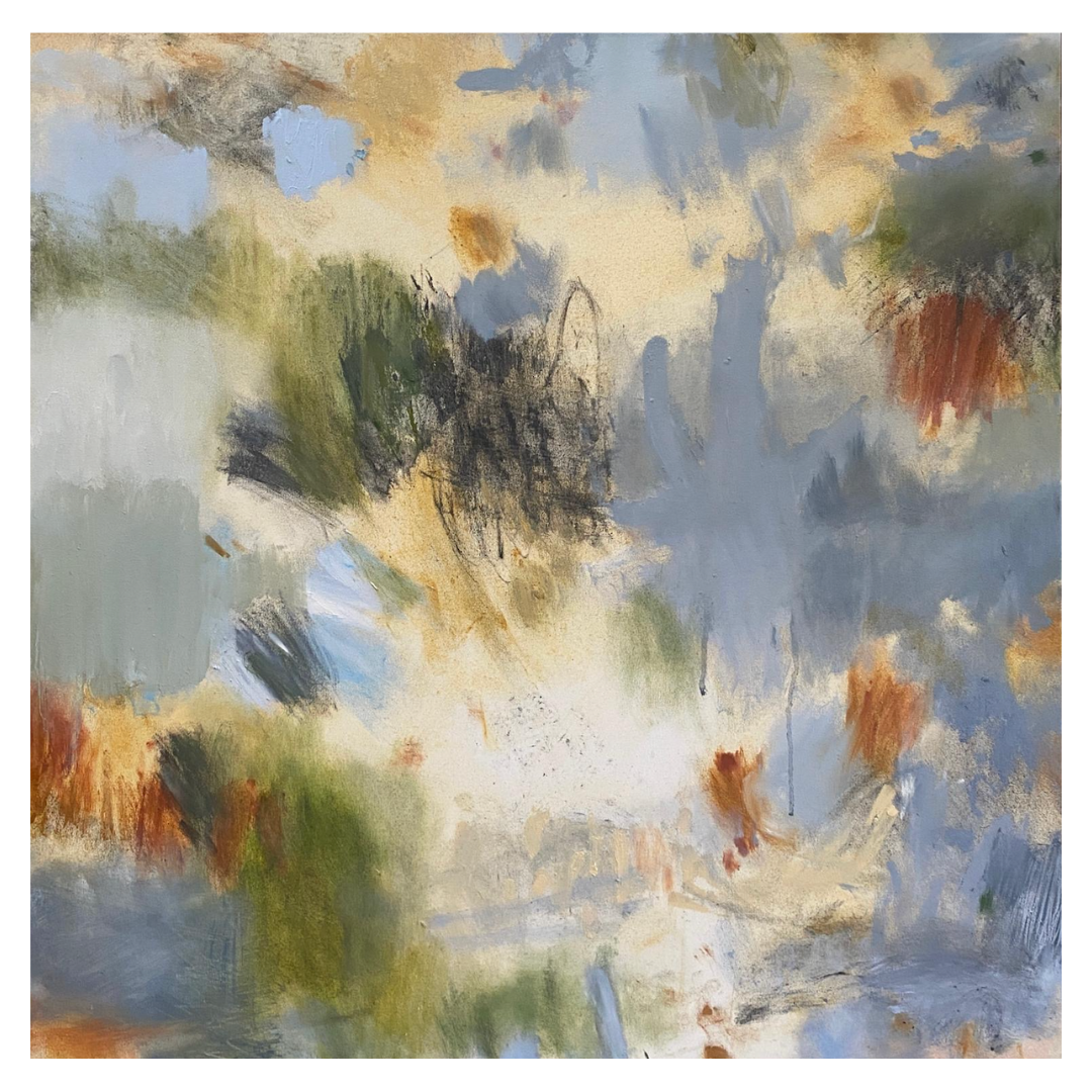 Cristina Metelli — The Sky Behind II (2026) — Oil and Charcoal on Canvas — 76 cm x 76 cm