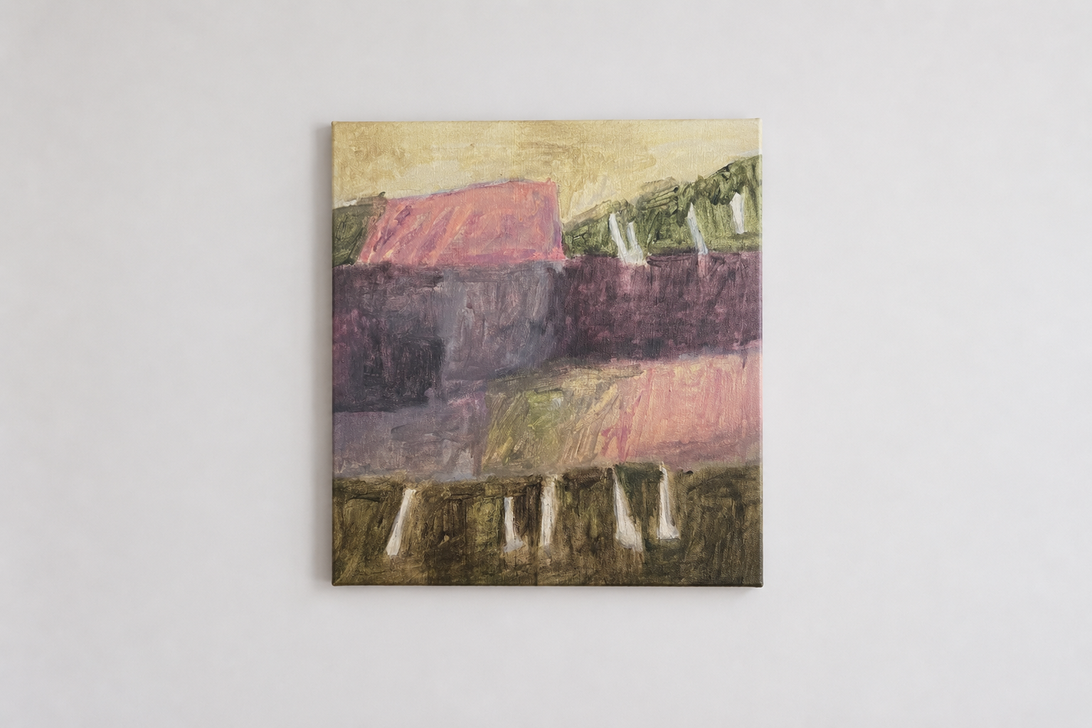 Giorgia Bel — Wading Early Eve (2024) — Acrylic and Oil Pastel on Canvas — 35.5 cm x 35.5 cm